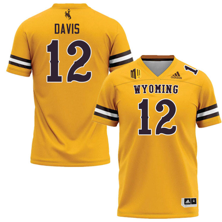 Wyoming Cowboys #12 Tyrecus Davis College Football Jerseys Stitched Sale-Gold